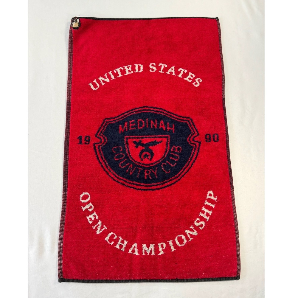 Vintage 1990 US Open Championship Medinah Country Club Golf Towel Red Cotton